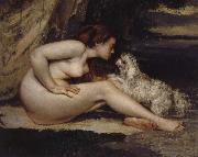 Gustave Courbet Nude Woman with Dog oil on canvas